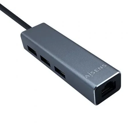 Aisens Conversor USB 3.1 USB-C a Ethernet Gigabit + Hub 3xUSB 3.0 Gris Aisens Conversor USB 3.1 USB-C a Ethernet Gigabit + Hub 3xUSB 3.0 Gris